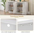 thumbnail image 6 of Geometric Design Accent Cabinet, TUANLUO Buffet Sideboard with 4 Doors, Sideboard Cabinet with Adjustable Shelves, Wood Storage Cabinet, Accent Cabinet for Kitchen Dining Room Living Room, White, 6 of 10