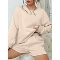 thumbnail image 3 of Tsseiatte Women Pajamas Set 2 Pieces Loungewear Suits Solid Color Long Sleeve Sweatshirts Tops and Shorts Sleepwear Outfits, 3 of 6