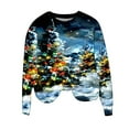 thumbnail image 5 of Feancey Christmas Tree Sweatshirts Women Xmas Glitter Sparkly Print Long Sleeve Shirts Fall Casual Crewneck Loose Sweatshirt Novelty Holiday Pullover Sky Blue M, 5 of 7