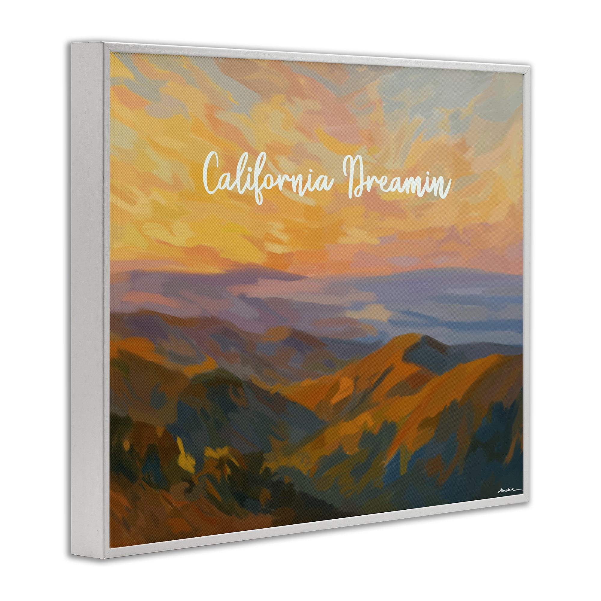 Stupell Industries California Dreamin' Mountains White Framed Giclee Art, design by Amelia Noyes