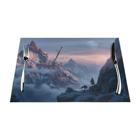 

ZNDUO Placemats 4 PCS Heat Resistant Stain Resistant Woven PVC Insulation Placemats Durable Washable Elegant Table Mats for Dining-Fantasy Oversized Skeleton 18 x12