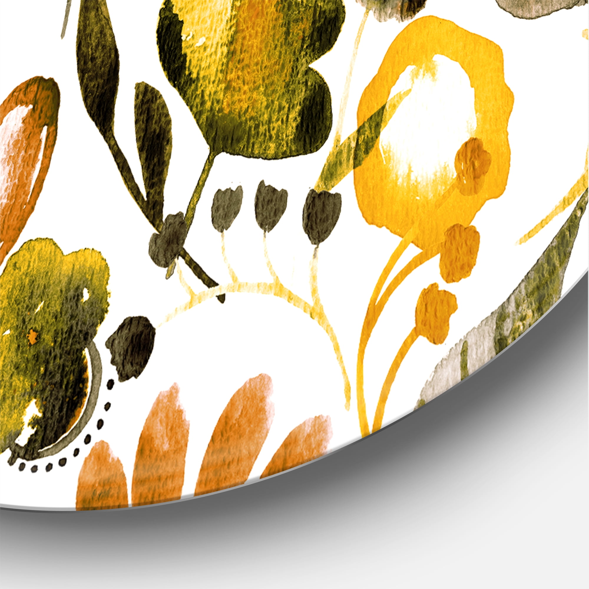 Designart 'Vital Abundance Of Wildflowers I' Modern Circle Metal Wall Art 36x36 - Disc of 36