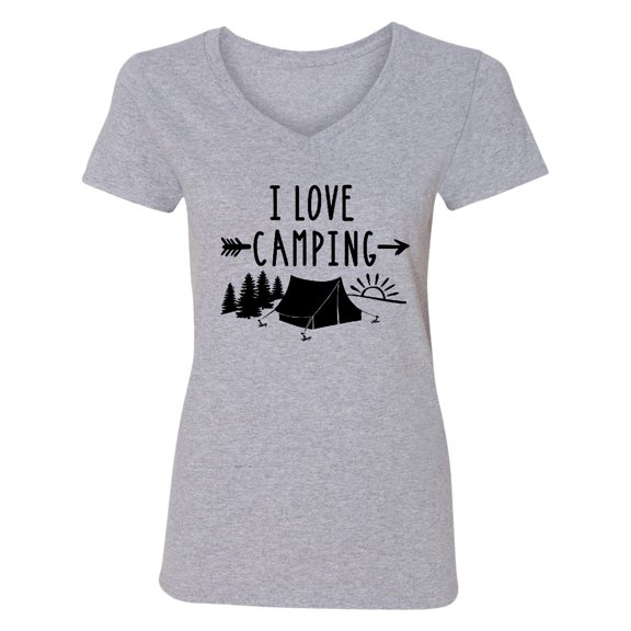 Inktastic I Love Camping Tent and Trees Women's V-Neck T-Shirt