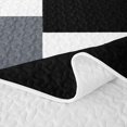 thumbnail image 5 of Castle Fairy Minimalist Offset Rectangle Block Quilt Full 3-Piece,Abstract Mosaic Full Bedspread Sets,Sky Gray Black,1 Coverlet and 2 Pillowcases, 5 of 7