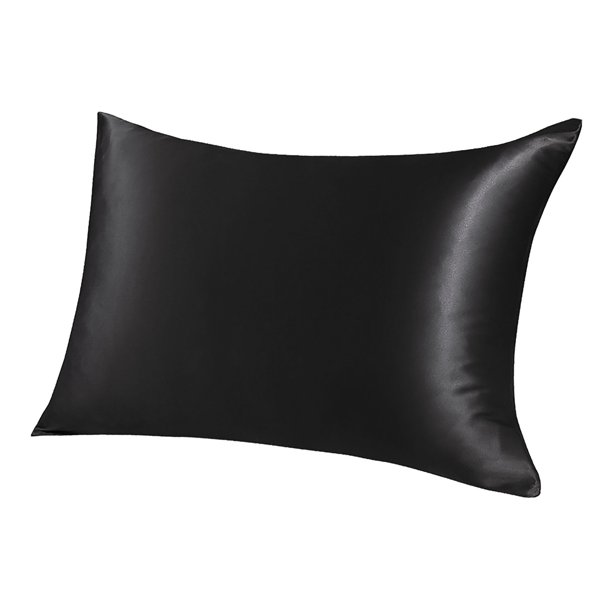19mm Black Silk Pillowcase for Hair Skin Travel/20x14in Pillow Case with Zip Unique Bargains Funda de Almohada