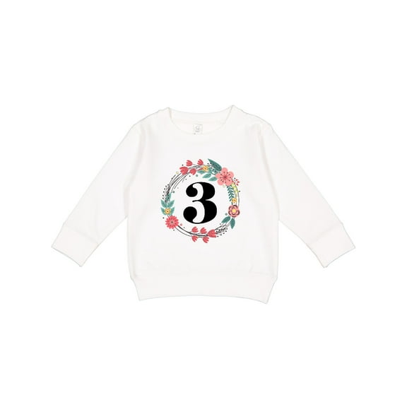 Inktastic 3rd Birthday Floral Wreath 3 Year Old Girl Toddler Sweatshirt