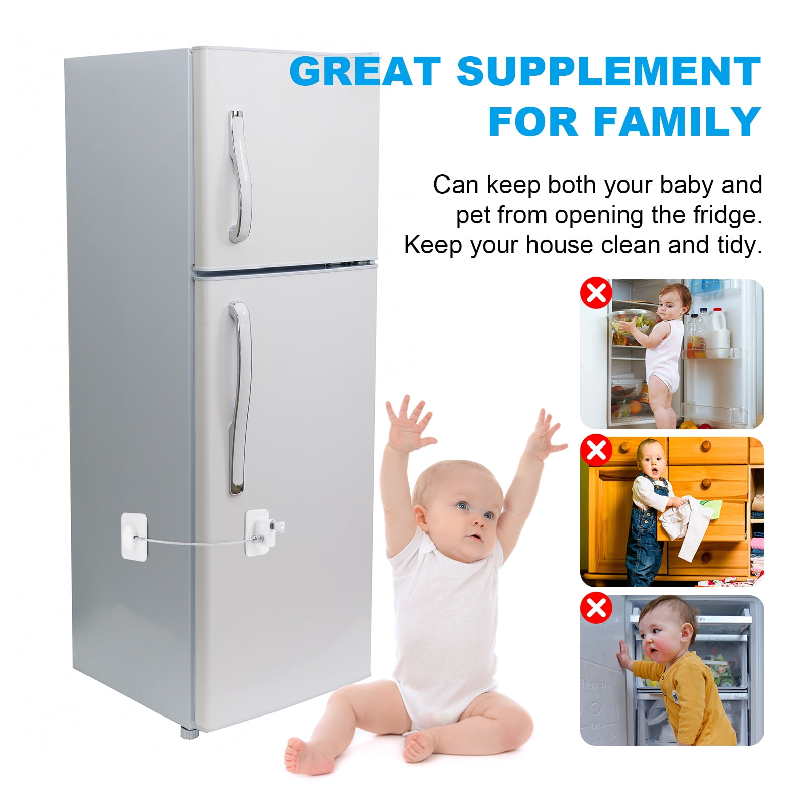 Topekada 5 Pack Refrigerator Door Lock With Keys, Freezer Lock Cabinets Lock for Toddler, Child, Adult, Multi Purpose Baby Kid Safety Deep Freezer Fridge Lock With A Key(White)