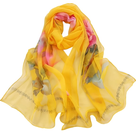 TELOLY Silk Scarf for Women Large Mulberry Silk Long Stain Scarf Lightweight Sunscreen Shawls Wraps