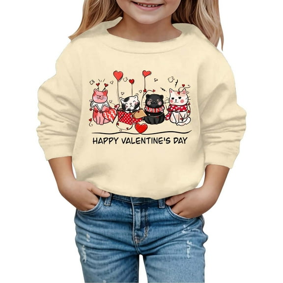 Byoo Cute Animal Graphic Toddler Boy Sweatshirt Valentine Day Round Neck Full-Sleeved Pullover Top Leisure Cozy Children Shirt