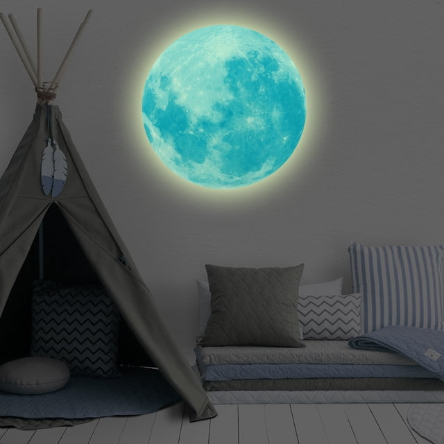 Pegatina luminosa Jadeshay decoración del hogar forma de luna PVC 30 cm Verde