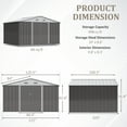 thumbnail image 4 of Devoko 10'x8' Patio Metal Shed with Lockable Door Outdoor Steel Storage Building Outdoor House for Backyard,Gray, 4 of 7