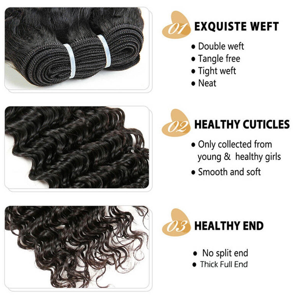 SEGO Brazilian Straight Human Hair 1 Bundles Straight Loose Wave 100% Unprocessed Virgin Hair Kinky Curly Hair Extensions Natural Black