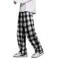 thumbnail image 6 of Havenx Mens Pajama Pants Plaid Pajamas Pants 2025 Plus Size Sleep Pants Elastic Waist Wide Leg Soft Lounge Pants,Black S, 6 of 6