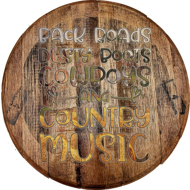 Bar Sign Country Music Cowboy Boots Southern Bar Wall Decor Bourbon Barrel Lid Walmart Com Walmart Com