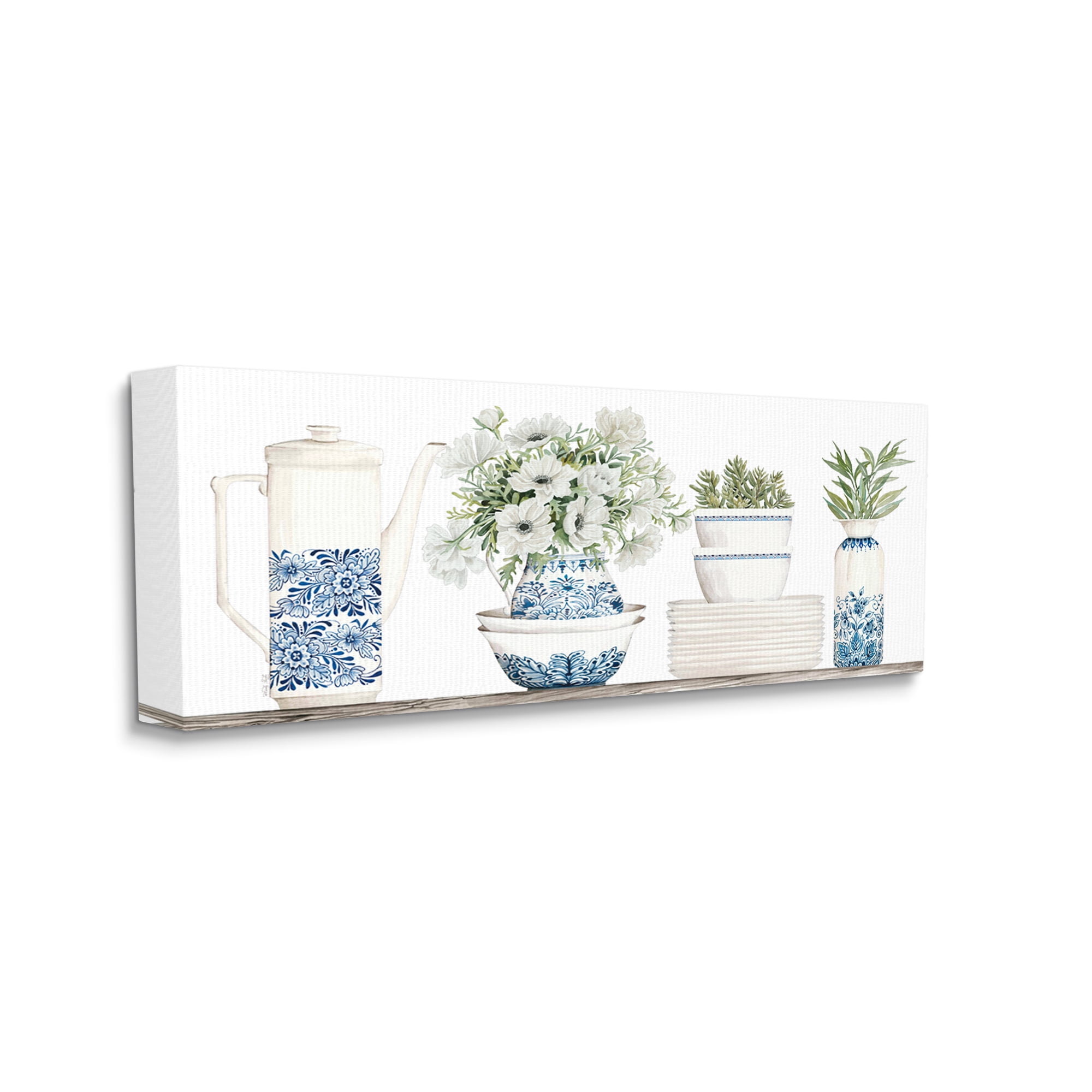 Stupell Ornate Teapot Botanical Bouquets Botanical & Floral Painting Gallery Wrapped Canvas Print Wall Art