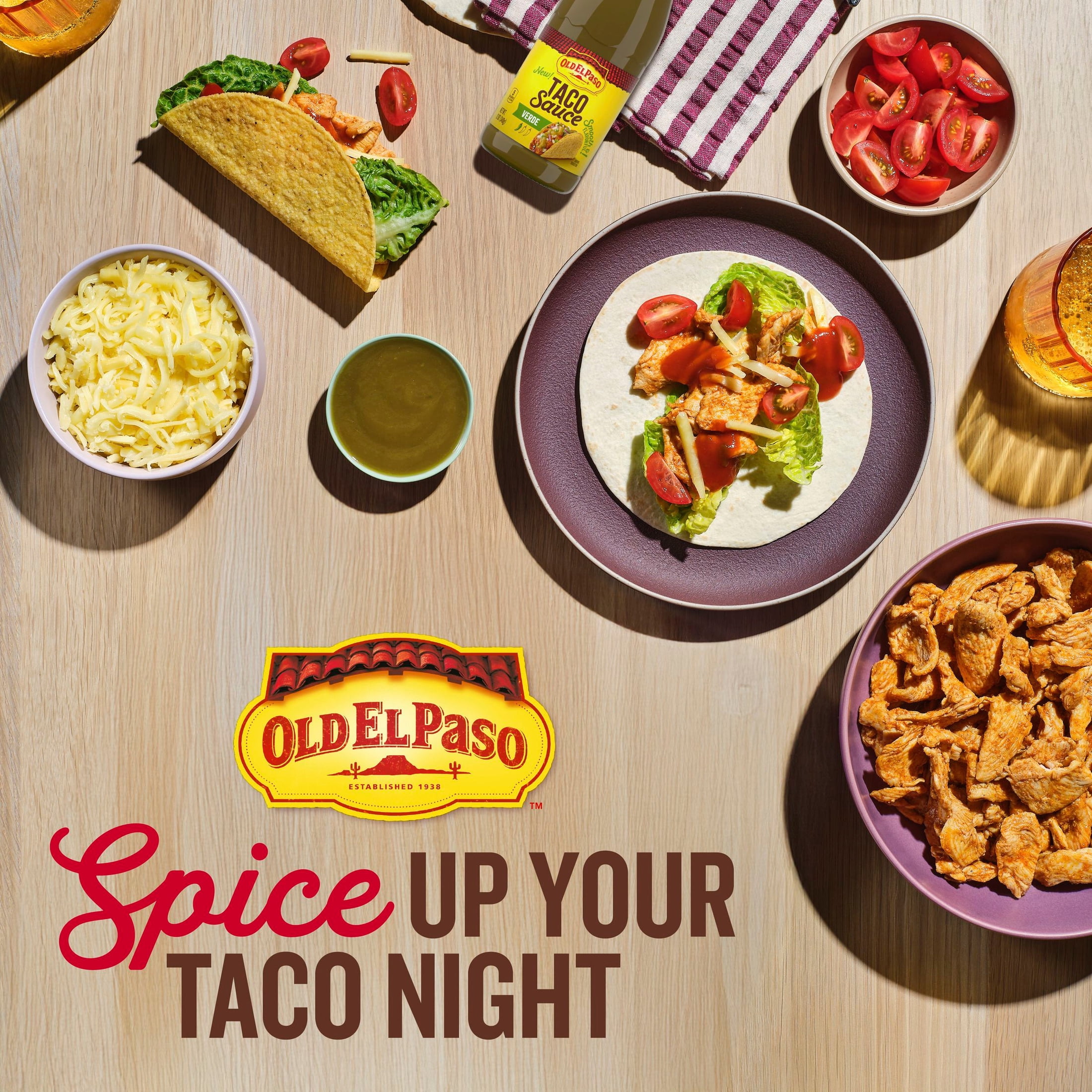 (2 pack) Old El Paso Verde Taco and Enchilada Sauce, Mild, Meal Prep, 12 oz