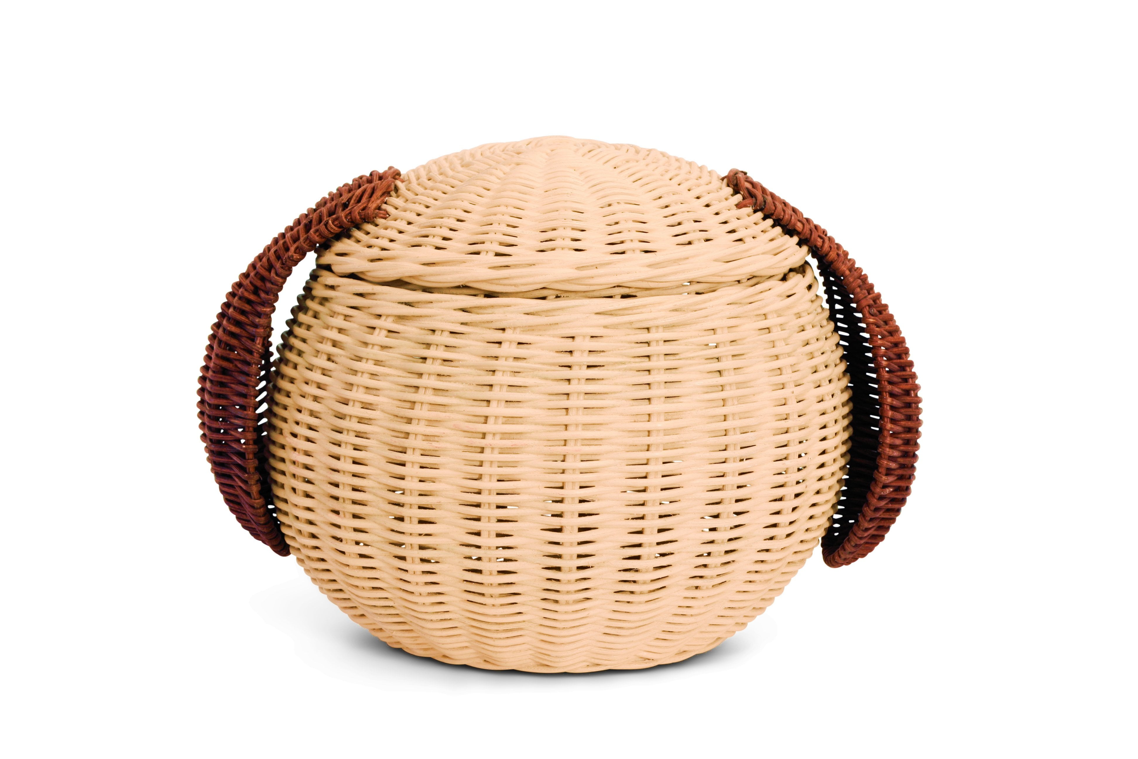Dog Head Rattan Storage Basket with Lid Decorative Bin Home Decor Hand Woven Shelf Organizer Cute Handmade Handcrafted Gift Art Artwork Wicker Puppy