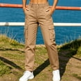 thumbnail image 1 of Dagugfen Cargo Pants for Women Straight Slim Leg Elastic Waist Outdoor Activewear Hiking Camping Pants with Multi Pockets(XXL,Khaki), 1 of 5