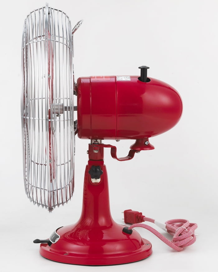 Better Homes & Gardens 12 in Retro 3-Speed Metal Oscillating Tilt-Head Table Fan, Red