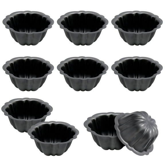 10 Pcs Mini Bundt Cake Pans for Baking, 5 x 5 x 2 inch Nonstick Molds for Jello and Cakes, Durable Carbon Steel Round Cake Pans for Home and Catering