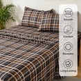 thumbnail image 6 of Jessy Home King 4-Piece Plaid Bed Sheet Set, Soft Microfiber, 14-Inch Deep Pocket, Flat & Fitted Sheet with 2 Pillowcases, Grey Yellow, 6 of 10