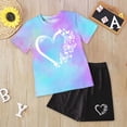 thumbnail image 2 of kaprioy Toddler Baby Girls Summer Outfits 2T 3T 4T 5T 6T 7T 8T 9T 10T 11T 12T Short Sleeve Tie Dye T Shirt + Elastic Waist Shorts 2 Piece Clothing Sets, 2 of 4