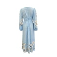 thumbnail image 5 of Women's Fall Floral Printed Maxi Dress V Neck Lantern Long Sleeve Boho Dresses for Wedding Guest Beach Vacation, 5 of 6