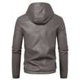 thumbnail image 3 of Men's PU Leather Jacket Youth Hooded Motorcycle Suit Casual Jacket Coat, 3 of 12