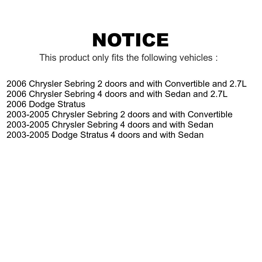 For Chrysler Sebring Dodge Stratus Sedan Front Brake Rotors And Ceramic Pads 