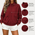 thumbnail image 3 of Aezemi Women Full Zip Oversized Sweatshirt with Cargo Pockets Mock Neck Zip up Fashion Loose Fit Fall Winter Outerwear Coat Casual Trendy Long Sleeve No Hood Sweatshirt for Women XXL, 3 of 7