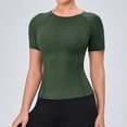 thumbnail image 2 of XPMWRP Women's Quick Dry Athletic T-Shirt Short Sleeve Slim Fit Workout Top Breathable Compression Tee for Gym Yoga Running Army Green XXL, 2 of 5