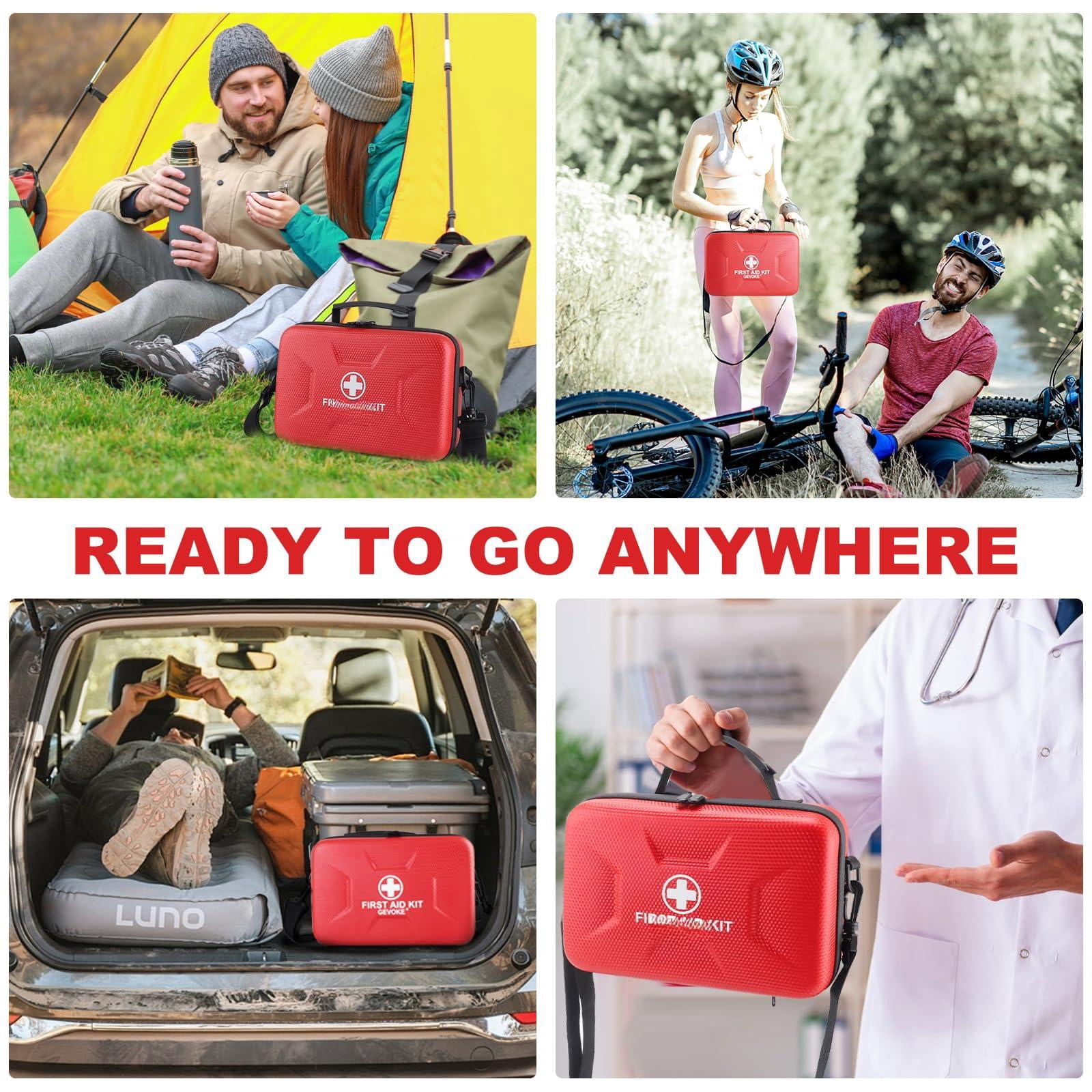 410 Piece Waterproof Hard Shell First Aid Kit For Home  Car Travel Camping Truck Hiking Sports Office Vehicle & Outdoor Emergencies - Emergency Kits (red)