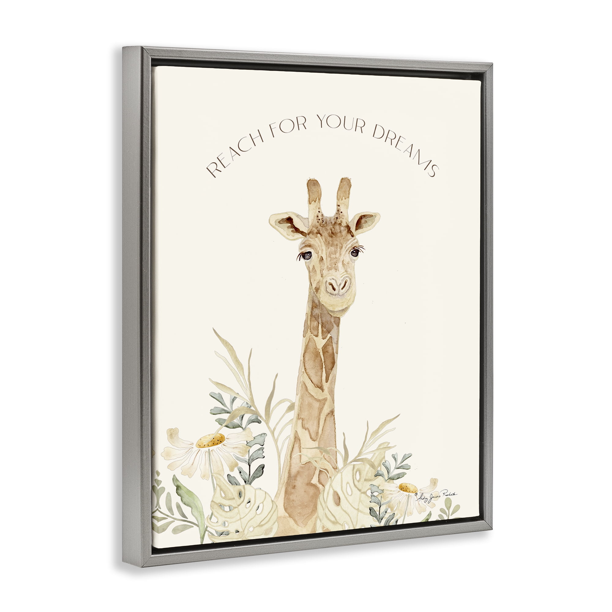Stupell Industries Reach For Your Dreams Animals & Insects Painting Gray Floater Framed Art Print Wall Art, 25 x 31