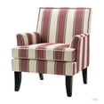 thumbnail image 3 of Upholstery Armchair Accent Chairs Sofa Couch Wood Leg Nailhead Trim Home Living Room Bedroom Stripe White Red, 3 of 8