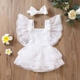 thumbnail image 2 of HNMKIU Girls Lace Romper for Daily Wear Soft Bodysuit with Delicate Floral Design for and Toddlers in Spring Summer White,6-12M, 2 of 9