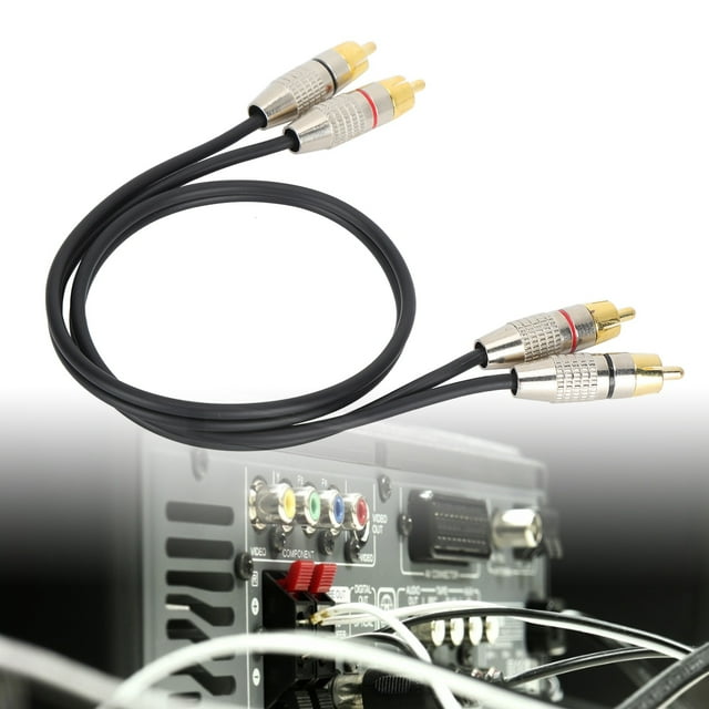Game Console Audio Cable, 2RCA To 2RCA Cable Clear with Aluminum Alloy Connector for Audio Devices Replacement for 360 Black