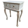 thumbnail image 2 of 2 Drawer Mango Wood Console Table with Floral Carved Front Brown and White - Saltoro Sherpi, 2 of 7