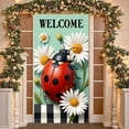 thumbnail image 3 of Ladybug Design Welcome Banner Daisy Pattern Ladybug Display Light Green Background Black White Checkered Daisy Backdrop for Spring Party Garden Gathering Outdoor Welcome, 3 of 9