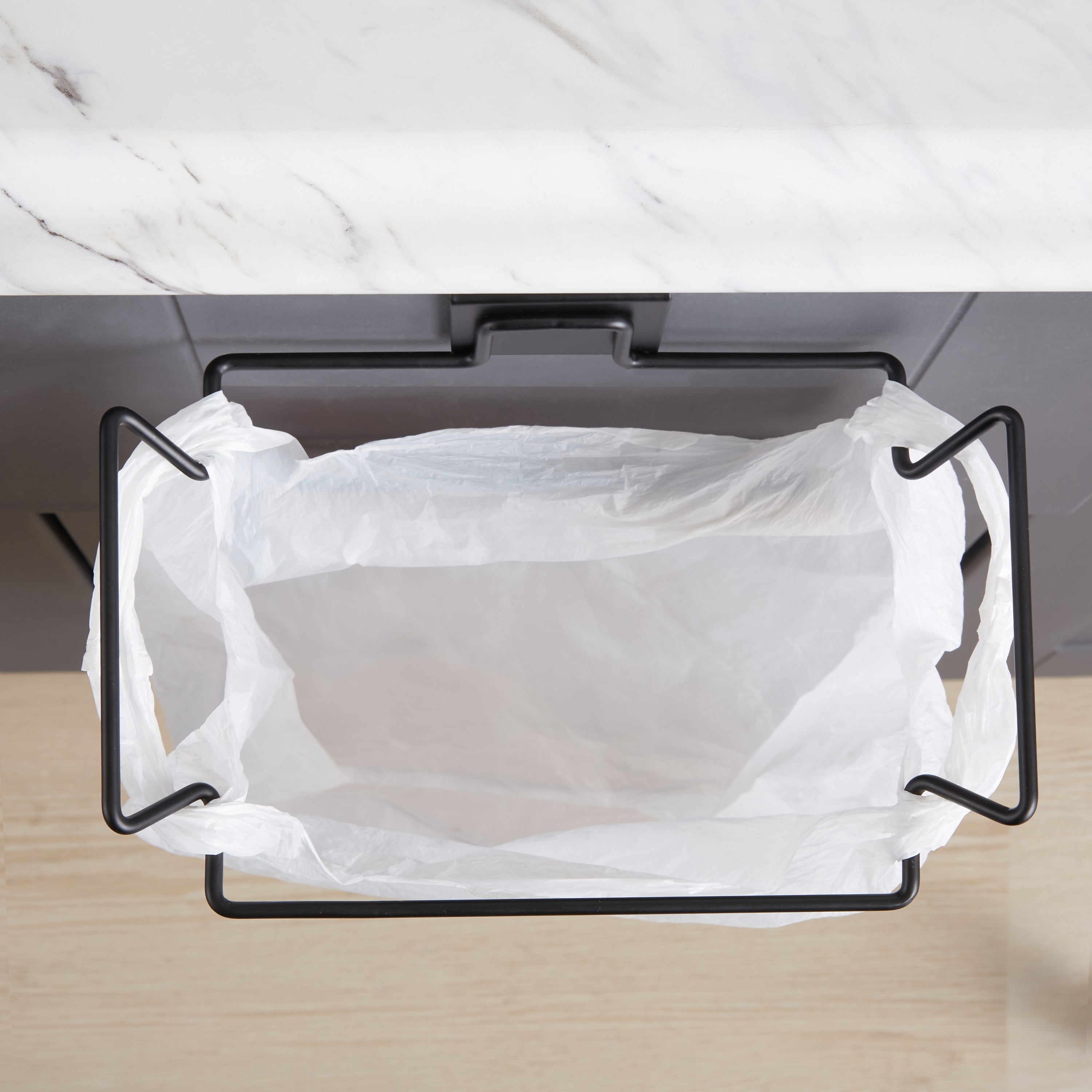 Kitchen Details Over the Counter Plastic Bag Holder in Matte black
