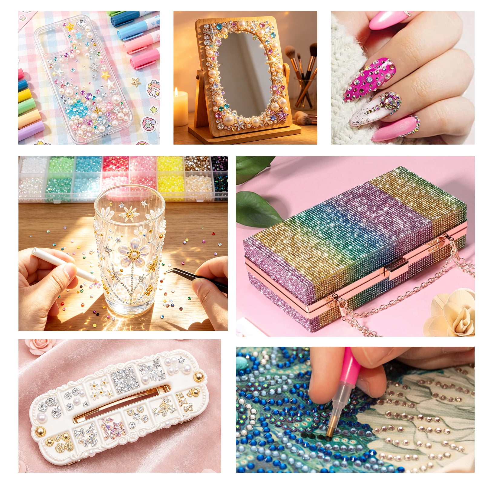 Threns 40 Colors Resin Rhinestone for Bedazzling 0.12in 32000 Pcs Flatback Rhinestone for Crafting Bedazzling Kit with 3Pcs B7000 Glue for Clothing Shoes Nail Book Diamond Art