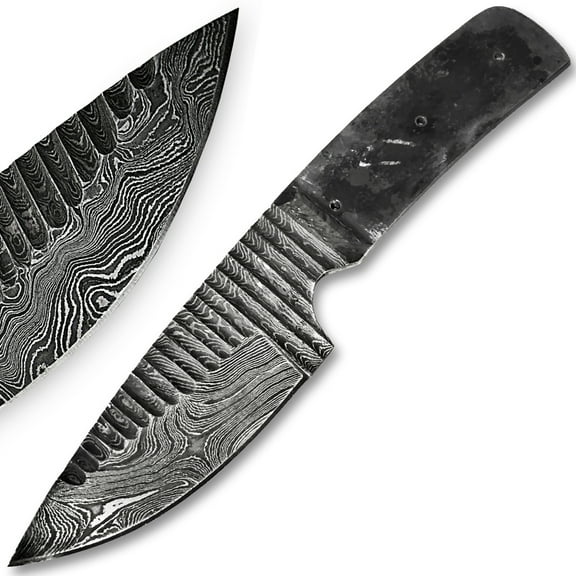 Blank Blade Grooved Damascus Steel Knife Full Tang 1095HC Make your Own Handle