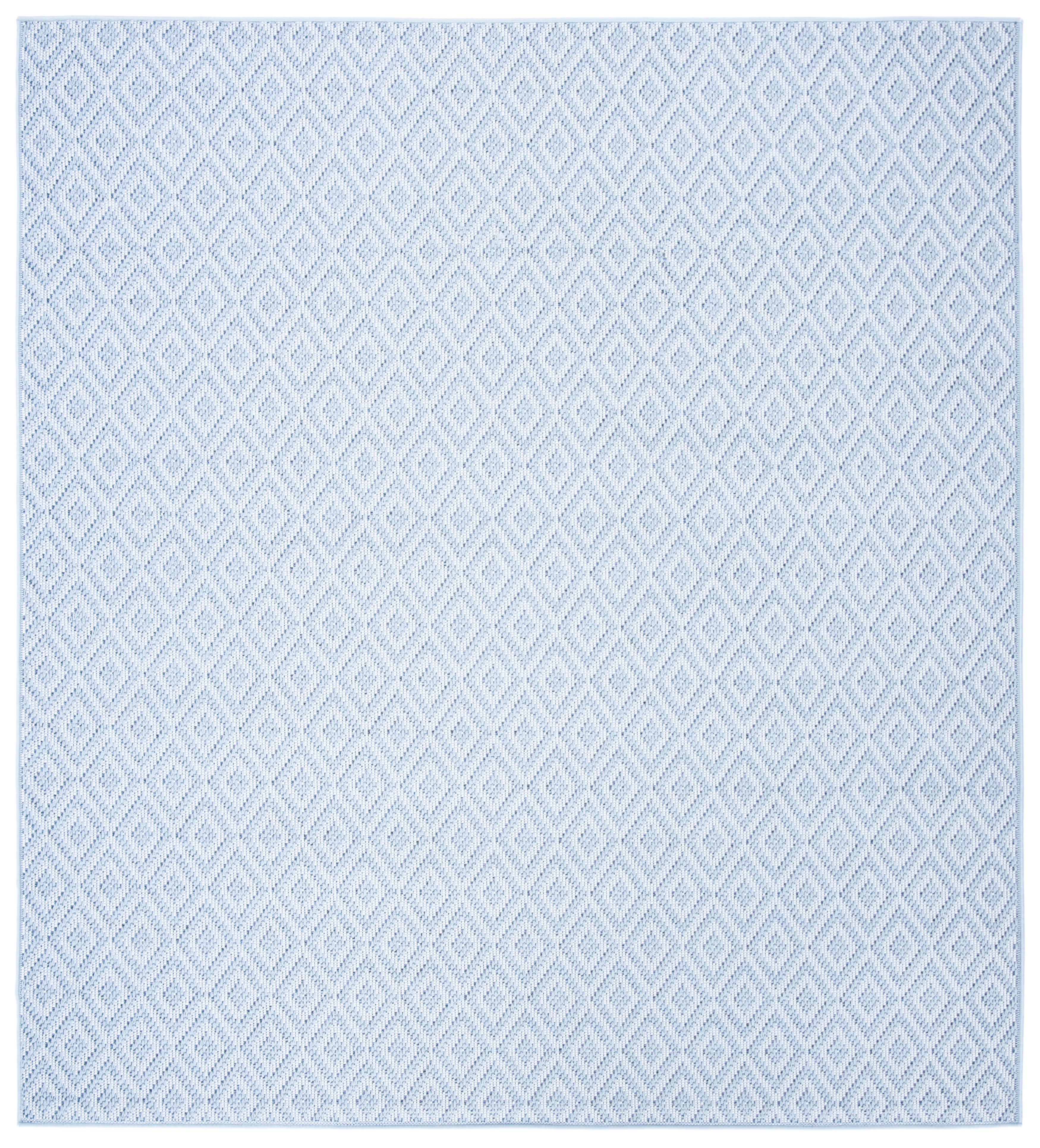 SAFAVIEH Machine Washable Rug Indoor/Outdoor Bermuda Collection - Bermuda Rio Geometric Indoor/Outdoor Area Rug, Light Blue/Cream, 5'3" x 5'3" Square