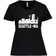 thumbnail image 3 of Inktastic Seattle Skyline Grunge Women's Plus Size T-Shirt, 3 of 5
