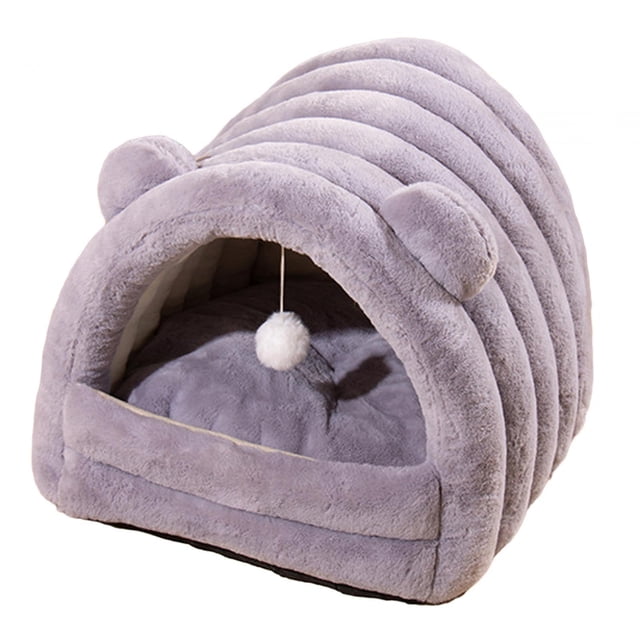 Cama cueva para mascotas jinwen tienda de campaña para gatos Nido semicerrado para gatos escondite Gris L