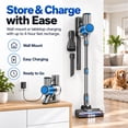 thumbnail image 2 of Cordless Vacuum Cleaner, 4-in-1 Stick Handheld Vacuum for Pet Hair, Carpet, Hardwood Floor and Car, 50KPa 600W Rechargeable, 60 Min, Gray, 2 of 8