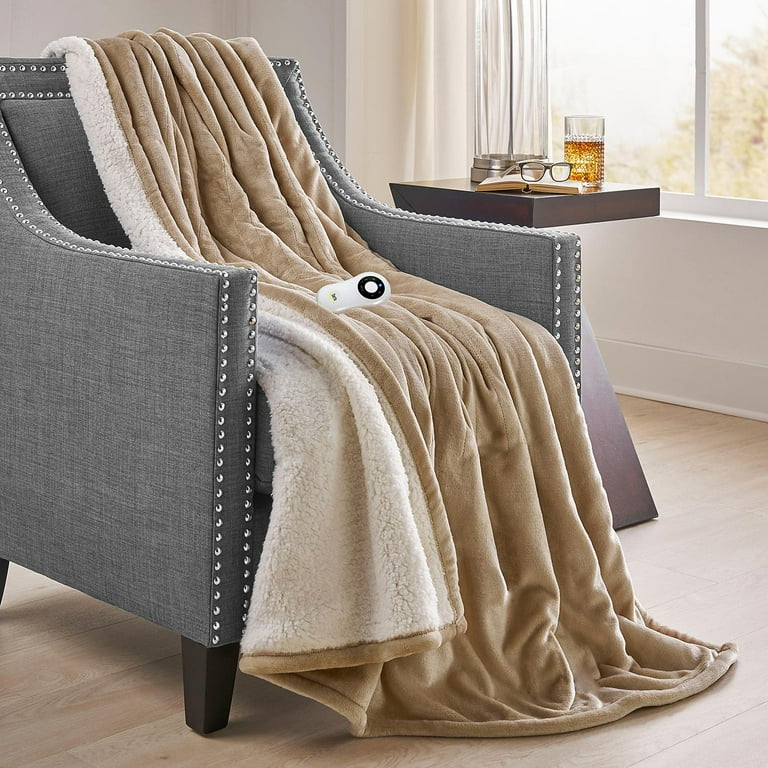 Serta luxe plush fleece heated electric blanket sales