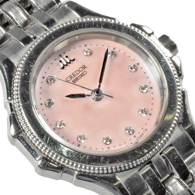 SEIKO 腕時計 CREDOR 18KT 不動 クォーツ 4J81-0A30 Pre-Owned Seiko SEIKO 4J81-0AZ0 Credor 11P Diamond Watch Quartz