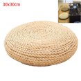 thumbnail image 2 of Round Straw Cushion Round Straw Cushion Yoga Meditation Cushion Silk Padding Floor Mat, 2 of 8