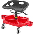 thumbnail image 1 of VEVOR Tabouret de Garage Roulant, Capacité de 300 Lb, Hauteur Réglable de 18 Po à 23 Po, Roues Pivotantes à 360 Degrés (4 Pouces), Grand Plateau à Outils avec Deux Porte-Bouteilles, pour Atelier, Atelier de Réparation Automobile, Rouge, 1 of 9