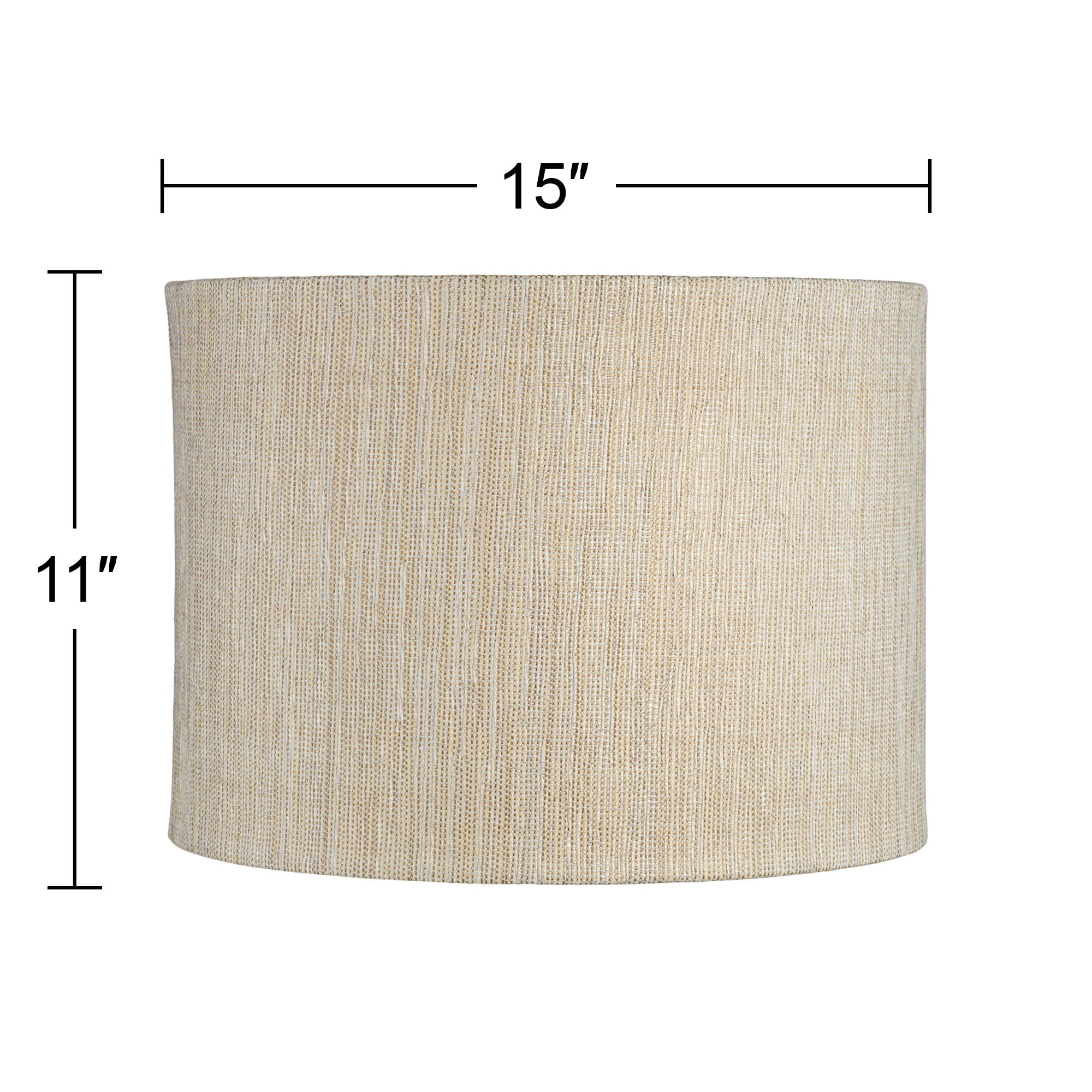 Springcrest Gold and Silver Plastic Weave Medium Drum Lamp Shade 15" Top x 15" Bottom x 11" High (Spider) Replacement with Harp and Finial